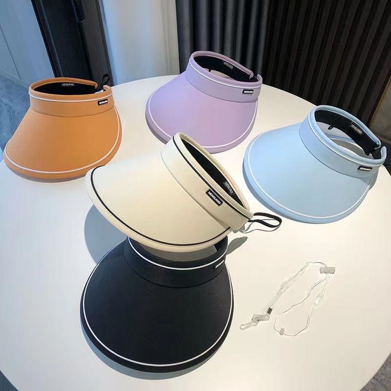 Women Summer Wide Large Brim Beach Hat Adjustable Visor UV Protection Top Empty Sports Tennis Golf Running Sunscreen Cap