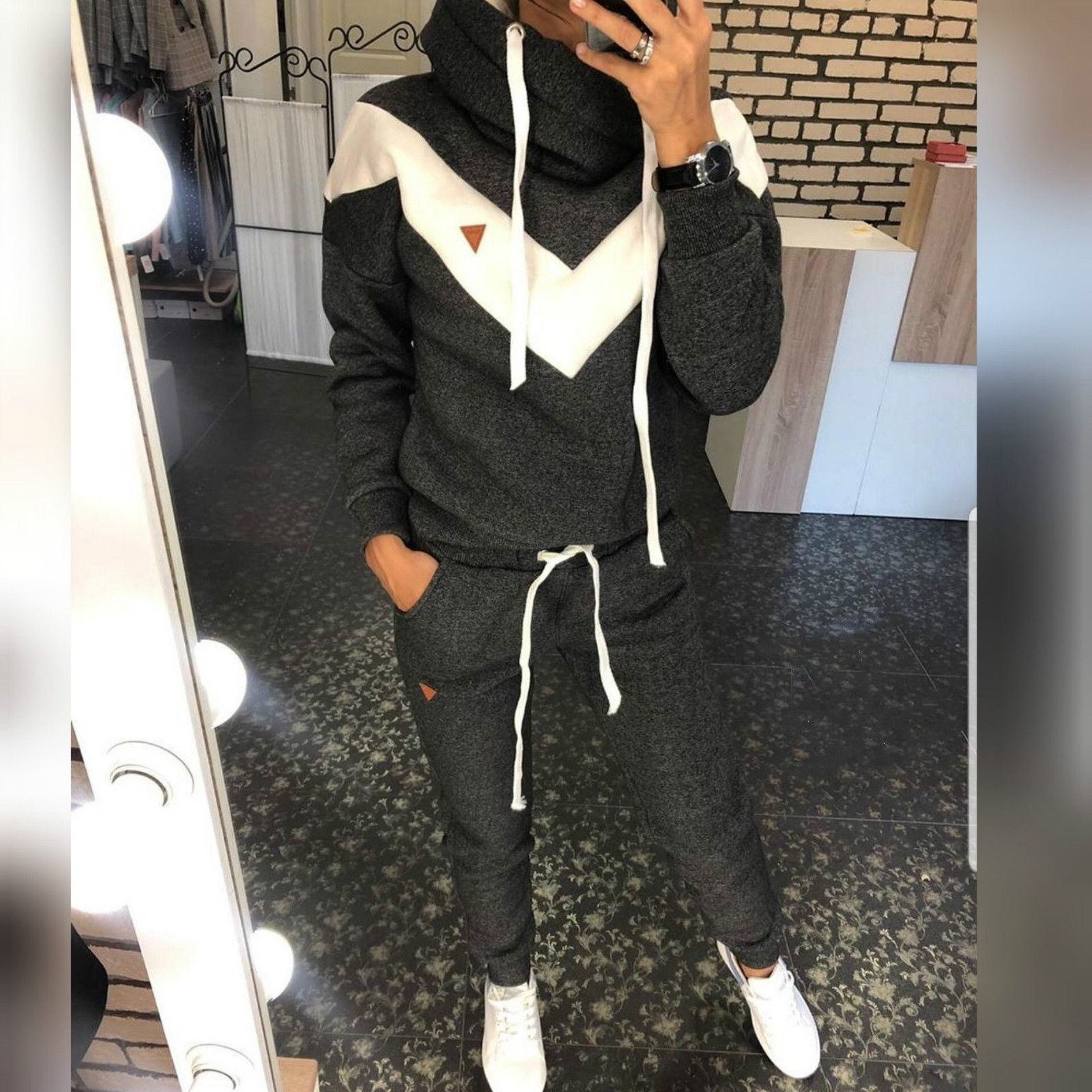 Autumn and Winter New European and American Sportswear Fleece Women's Sports Leisure Suit