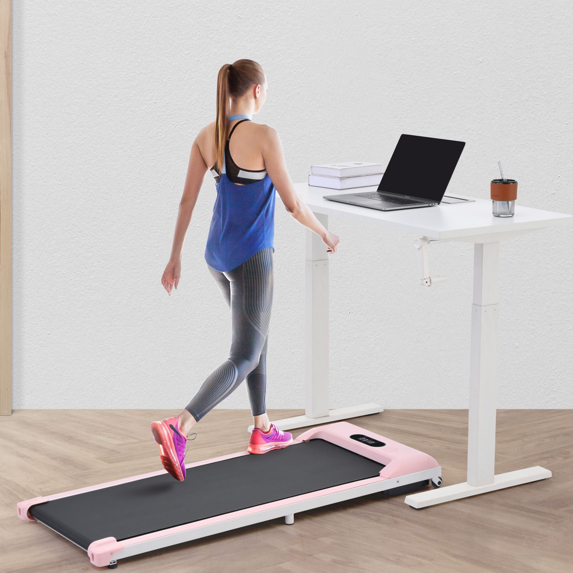 2 in 1 Under Desk Electric Treadmill 2.5HP; with Bluetooth APP and speaker; Remote Control; Display; Walking Jogging Running Machine Fitness Equipment for Home Gym Office